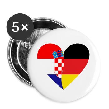 Croatia Germany Heart - Buttons small 1''/25 mm (5-pack) - white - Front