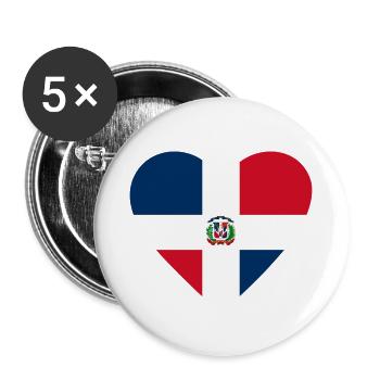 Dominican Republic Heart - Buttons small 1''/25 mm (5-pack) - white - Front