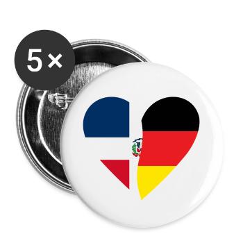 Dominican Republic Germany Heart - Buttons klein 25 mm (5er Pack) - Weiß - Vorne