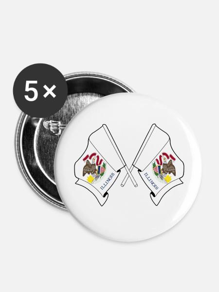 Zwei Flaggen durchquerten Illinois - Buttons klein 25 mm (5er Pack) - Weiß