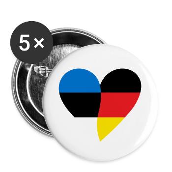 Estonia Germany Heart - Buttons small 1''/25 mm (5-pack) - white - Front
