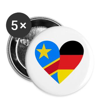 République démocratique du Congo Allemagne Cœur - Lot de 5 petits badges (25 mm) - blanc - Devant
