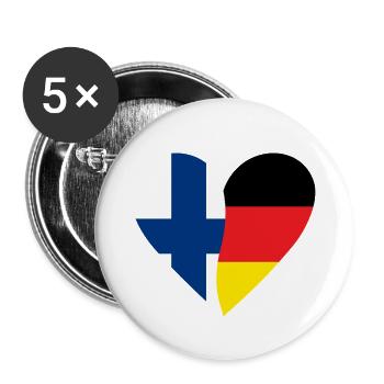 Finlande Allemagne Cœur - Lot de 5 petits badges (25 mm) - blanc - Devant