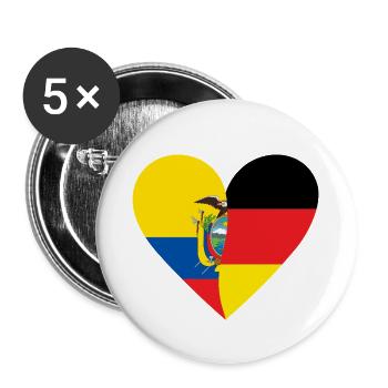 Ecuador Germany Heart - Buttons small 1''/25 mm (5-pack) - white - Front