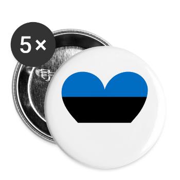 Estonia Heart - Buttons small 1''/25 mm (5-pack) - white - Front