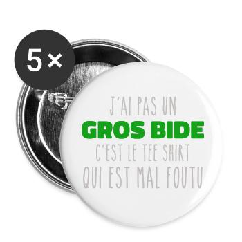 Ich habe keinen dicken Bauch, es ist das Geschenk-T-Shirt - Buttons klein 25 mm (5er Pack) - Weiß - Vorne