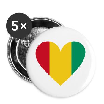 Guinea Heart - Buttons klein 25 mm (5er Pack) - Weiß - Vorne