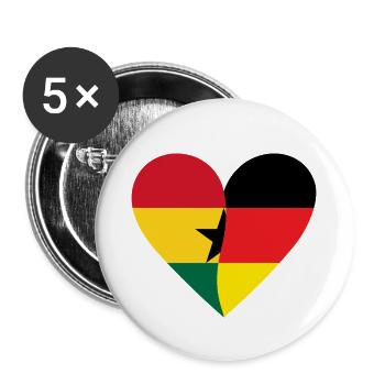 Ghana Germany Heart - Buttons klein 25 mm (5er Pack) - Weiß - Vorne