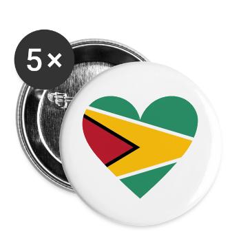 Guyana Heart - Buttons small 1''/25 mm (5-pack) - white - Front