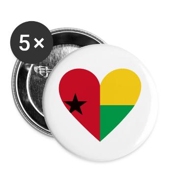 Guinea Bissau Heart - Buttons klein 25 mm (5er Pack) - Weiß - Vorne