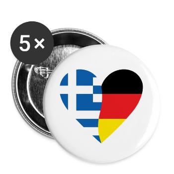 Grèce Allemagne Cœur - Lot de 5 petits badges (25 mm) - blanc - Devant
