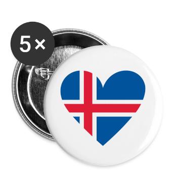 Islande Cœur - Lot de 5 petits badges (25 mm) - blanc - Devant