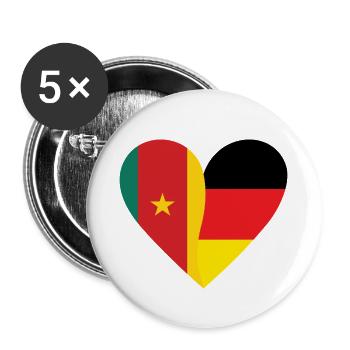 Cameroun Allemagne Cœur - Lot de 5 petits badges (25 mm) - blanc - Devant