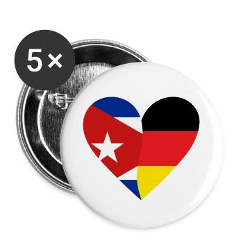 Cuba Allemagne Cœur - Lot de 5 petits badges (25 mm) - blanc - Devant