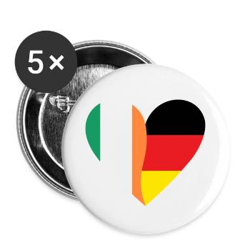 Irlande Allemagne Cœur - Lot de 5 petits badges (25 mm) - blanc - Devant