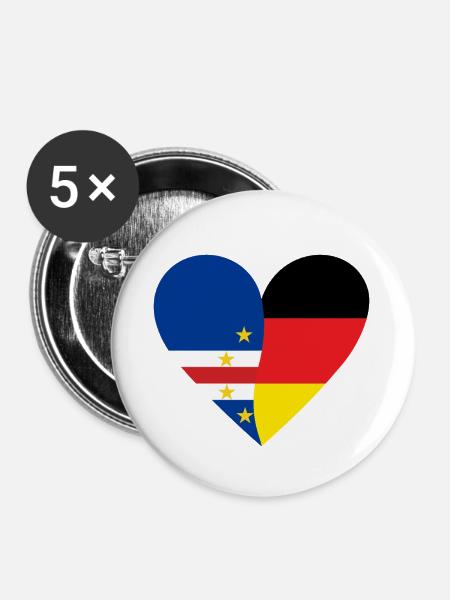 Cape Verde Germany Heart - Buttons klein 25 mm (5er Pack) - Weiß