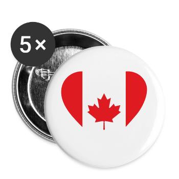 Canada Heart - Buttons klein 25 mm (5er Pack) - Weiß - Vorne