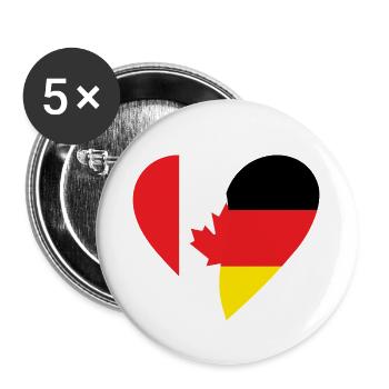 Canada Germany Heart - Buttons small 1''/25 mm (5-pack) - white - Front