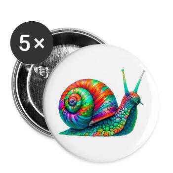 Schnecke - Buttons klein 25 mm (5er Pack) - Weiß - Vorne