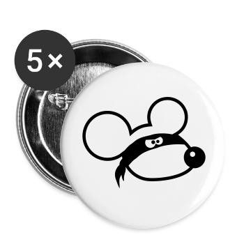 souris méchant voleur ninja raid voleur tissu yeux - Lot de 5 petits badges (25 mm) - blanc - Devant