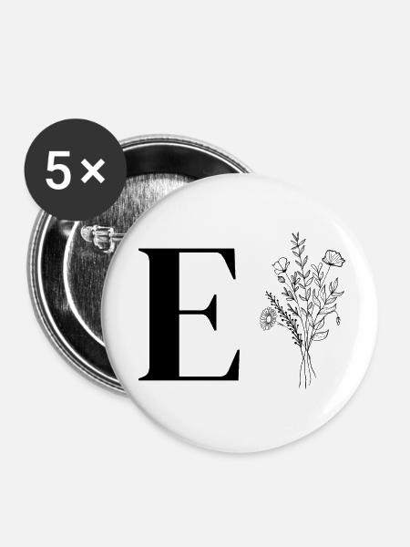 Minimalistische Blumen - Buttons klein 25 mm (5er Pack) - Weiß