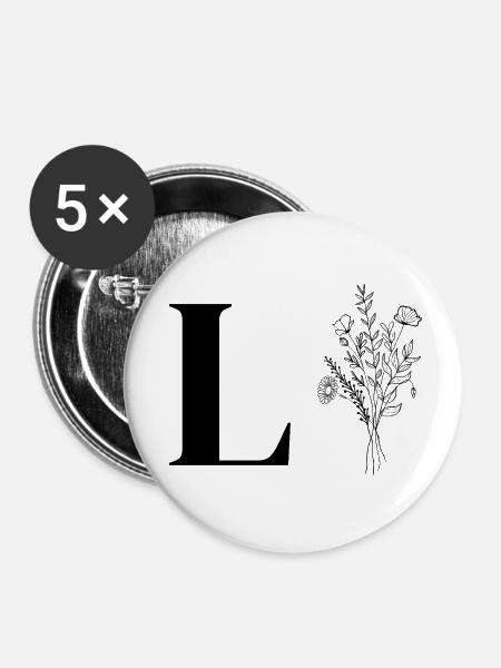 Minimalistische Blumen - Buttons klein 25 mm (5er Pack) - Weiß