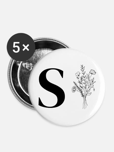 Minimalistische Blumen - Buttons klein 25 mm (5er Pack) - Weiß