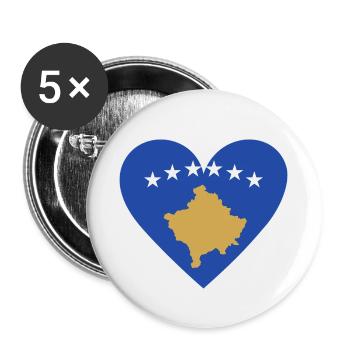 Cœur du Kosovo - Lot de 5 petits badges (25 mm) - blanc - Devant
