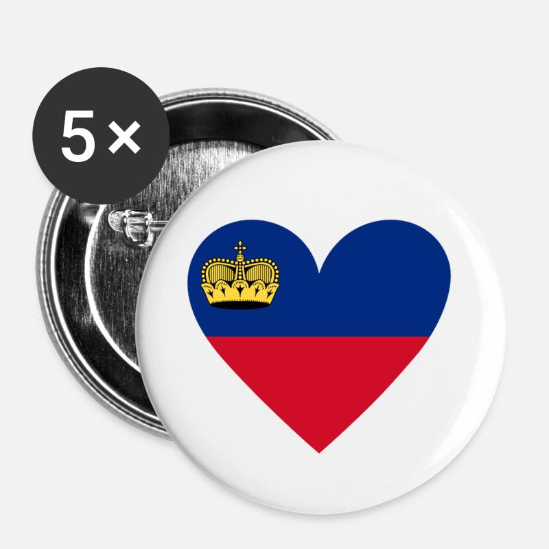 Liechtenstein Heart - Buttons klein 25 mm (5er Pack) - Weiß