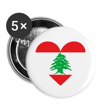 Lebanon Heart - Buttons klein 25 mm (5er Pack) - Weiß - Vorne