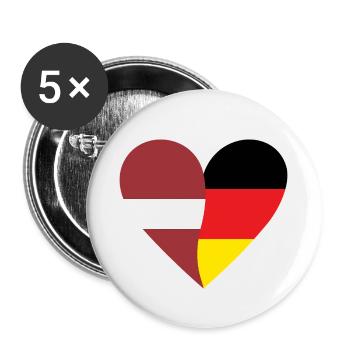 Latvia Germany Heart - Buttons klein 25 mm (5er Pack) - Weiß - Vorne