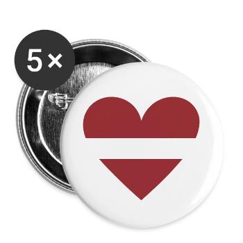 Latvia Heart - Buttons klein 25 mm (5er Pack) - Weiß - Vorne