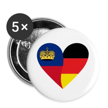 Liechtenstein Germany Heart - Buttons klein 25 mm (5er Pack) - Weiß - Vorne