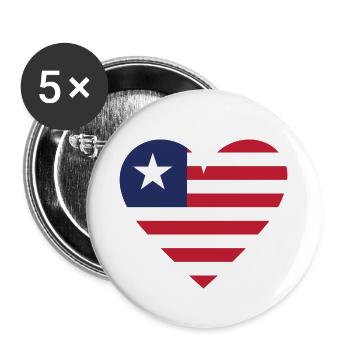 Liberia Heart - Buttons klein 25 mm (5er Pack) - Weiß - Vorne