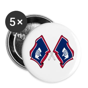 Deux drapeaux du Wyoming croisés - Lot de 5 petits badges (25 mm) - blanc - Devant