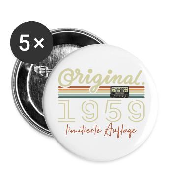 Original 1959 Millésime 1959 Anniversaire Rétro 1959 - Lot de 5 petits badges (25 mm) - blanc - Devant