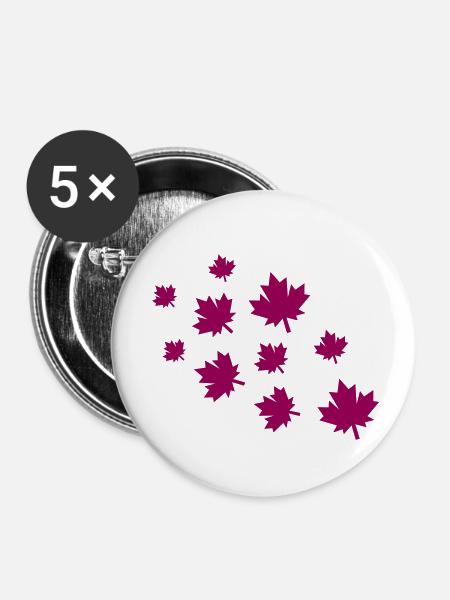 Ahornblätter - Buttons klein 25 mm (5er Pack) - Weiß