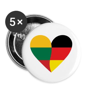 Lithuania Germany Heart - Buttons small 1''/25 mm (5-pack) - white - Front