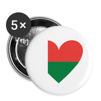 Madagascar Cœur - Lot de 5 petits badges (25 mm) - blanc - Devant