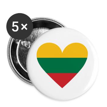 Lithuania Heart - Buttons small 1''/25 mm (5-pack) - white - Front