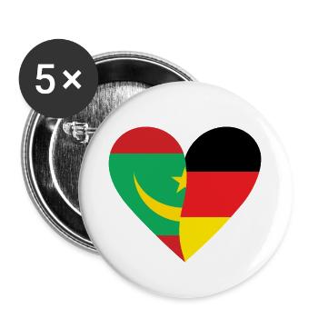 Mauritania Germany Heart - Buttons klein 25 mm (5er Pack) - Weiß - Vorne