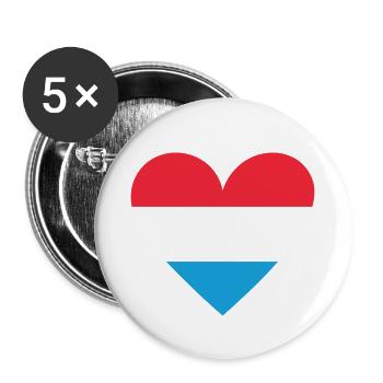 Luxembourg Heart - Buttons small 1''/25 mm (5-pack) - white - Front