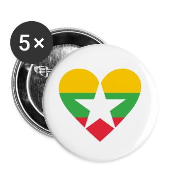 Myanmar Heart - Buttons small 1''/25 mm (5-pack) - white - Front