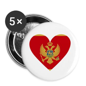 Montenegro Heart - Buttons small 1''/25 mm (5-pack) - white - Front
