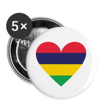Mauritius Heart - Buttons small 1''/25 mm (5-pack) - white - Front