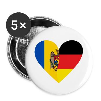 Moldova Germany Heart - Buttons klein 25 mm (5er Pack) - Weiß - Vorne