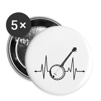 Banjo Banjo Player Banjoist - Buttons small 1''/25 mm (5-pack) - white - Front