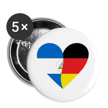 Nicaragua Germany Heart - Buttons klein 25 mm (5er Pack) - Weiß - Vorne