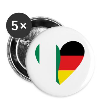 Nigeria Germany Heart - Buttons small 1''/25 mm (5-pack) - white - Front
