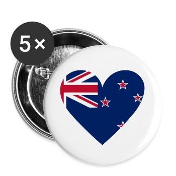New Zealand Heart - Buttons small 1''/25 mm (5-pack) - white - Front